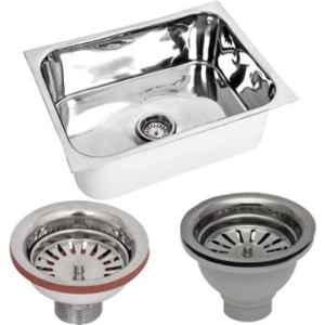 Renvox 24x18x9 inch Glossy Silver Stainless Steel Bowl Kitchen Sink with Stainless Steel & PVC Coupling