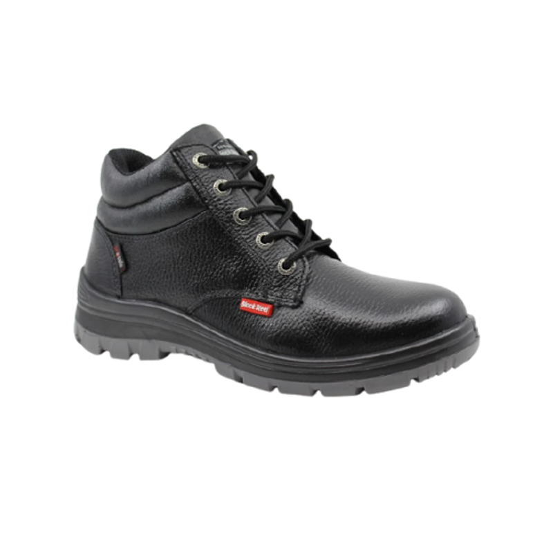 Blacksteel BS 9043 Leather Steel Toe Black Work Safety Shoes, Size: 8