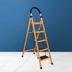 Plantex 150kg 5-Step Premium GI Steel Yellow & Black Foldable Ladder for Home/Wide Anti Slip