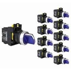 Yokins 22mm 220VAC 2NO Blue 3 Position Illuminated Maintained Selector Switch, EB2M-A-20XD (Pack of 10)