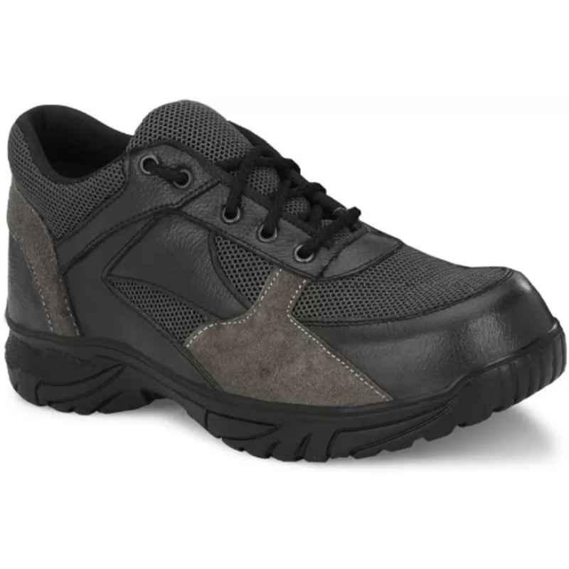 Infantry I203 Leather Steel Toe Black Safety Shoes, Size: 6