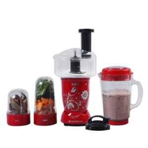 Wonderchef Nutri-Blend Bolt 600W Plastic Red Mixer Grinder with 4 Jars, 63153749