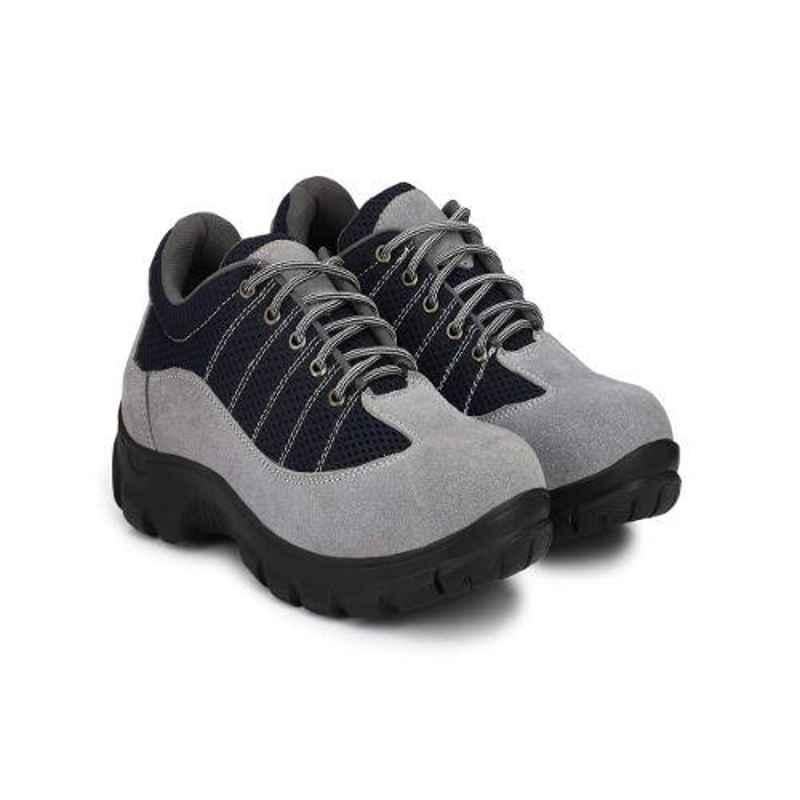 Wonker SR-6363 Leather Steel Toe Black Safety Shoes, Size: 7