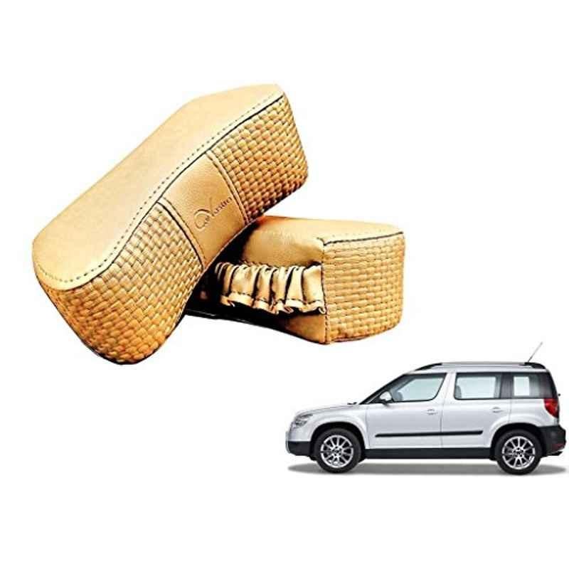 Kozdiko 2 Pcs Memory Foam Beige Luxurious Neck Rest Set for Skoda Yeti, koz_27329