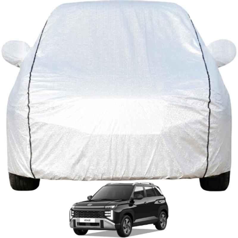 Allextreme Polyester Silver Car Cover with Mirror Pocket for Hyundai Venue 2014 & 2026 Models, PV-HV01