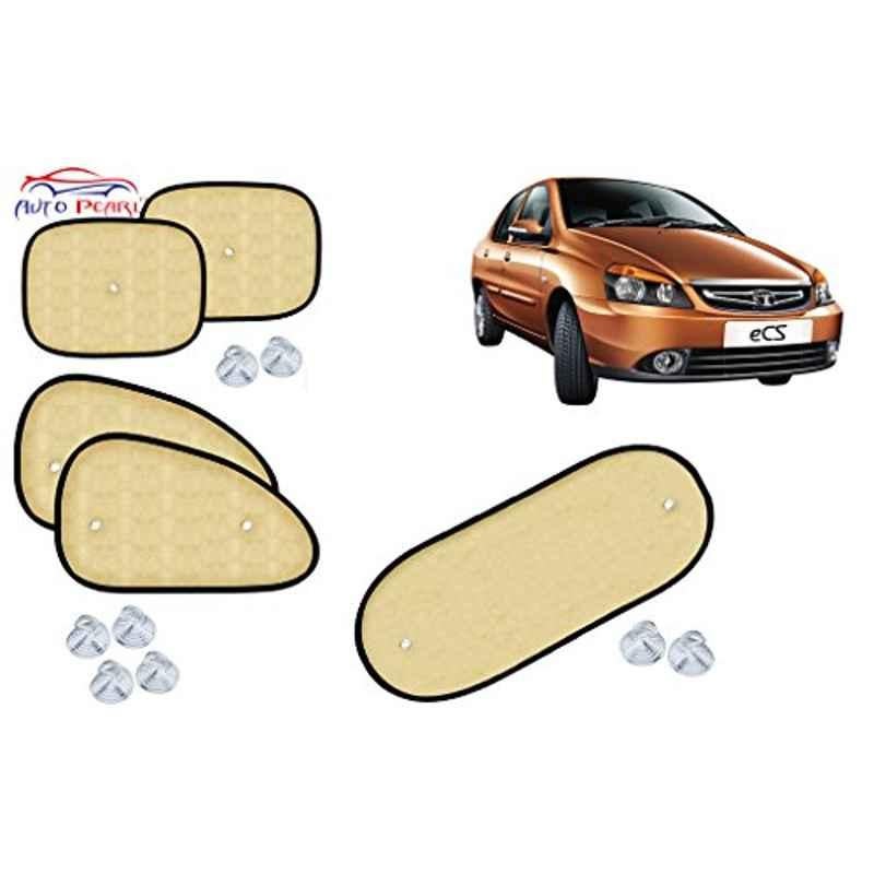 Auto Pearl 5 Pcs PVC & Mesh Beige Window & Rear Sun Shade Set for Tata Indigo CS