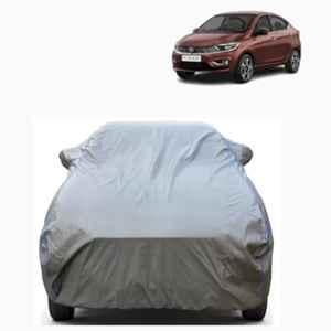 Aarex Auto Polyester Grey 100% Waterproof Car Body Cover with Mirror Pocket, Inner Cotton Layer, Triple Stitched, Adjustable Belt & Bottom Elastic for Tata Tigor