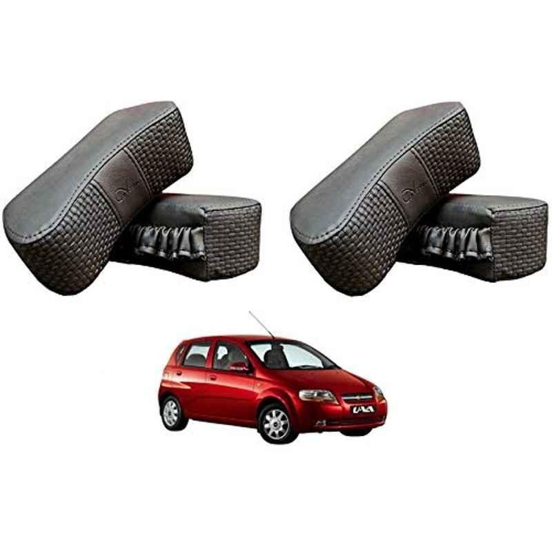 Kozdiko 4 Pcs CV Designer Grey Leatherite Neck Rest Car Cushion Pillow Set for Chevrolet UVA