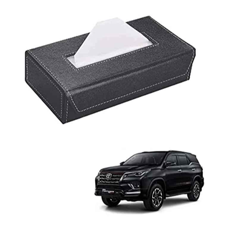 Kozdiko 100 Pulls PU Leather Grey Car Tissue Paper Box with 200 Sheets for Hyundai Toyota New Fortuner 2021