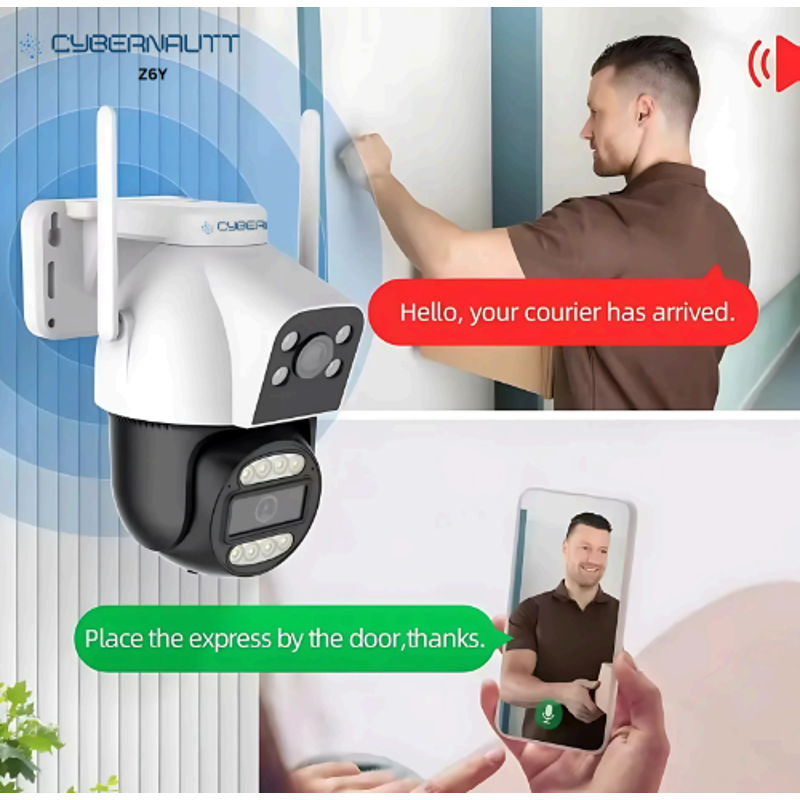 Cybernautt Z6Y 6MP Dual Lens Full HD PT Smart WiFi Camera with Colour Night Vision, Motion Detect, Alarm, 2 Way Audio & Support SD Upto 256 GB