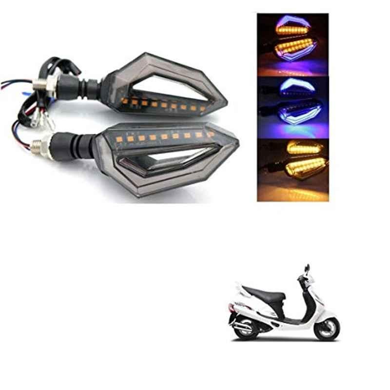 Kozdiko 4 Pcs Bike D Shaped 9 LED Front & Rear Side Turn Signal Indicator Light Set for Mahindra Duro