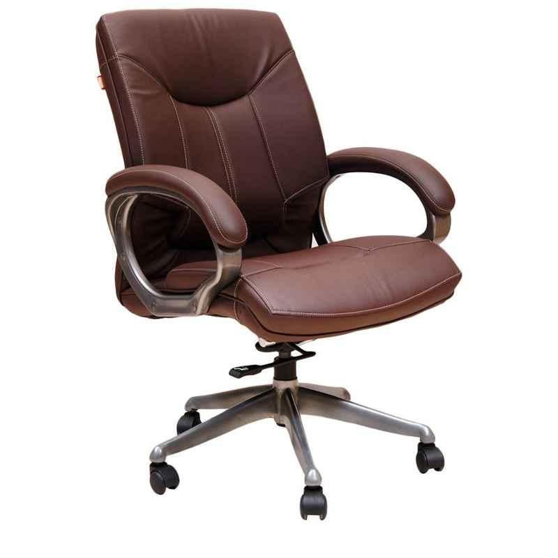 Caddy PU Leatherette Brown Adjustable Office Chair with Back Support, DM 106 (Pack of 2)