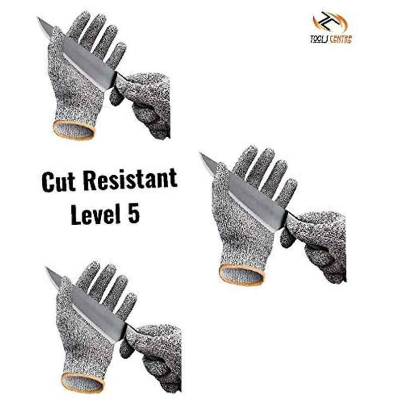 Krost Imported Level 5 Cut Resistant Gloves (White, Pack Of 3)