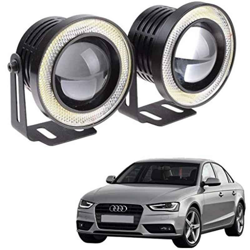 Kozdiko 2 Pcs 15W 3.5 inch High Power White LED Projector COB Fog Light Set with White Angel Eye Ring for Audi A4, koz_72497