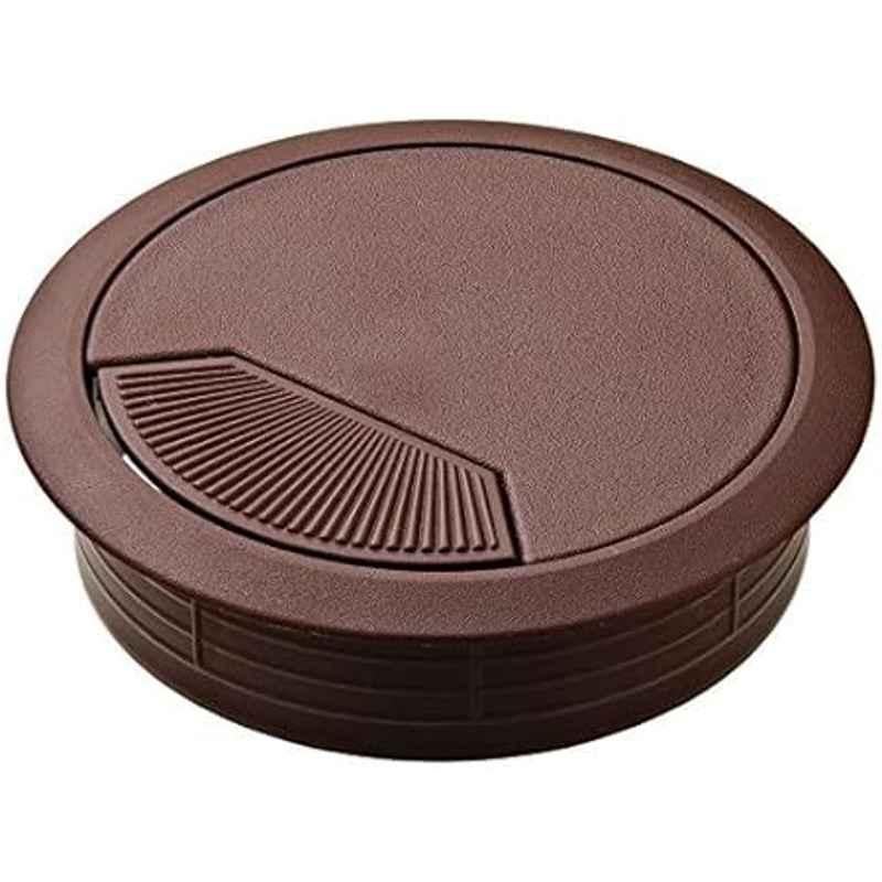 Royal Apex 60mm Plastic Brown Grommet Computer Cable Tidy Desk Table PC Outlet Wire Cover (Pack of 3)