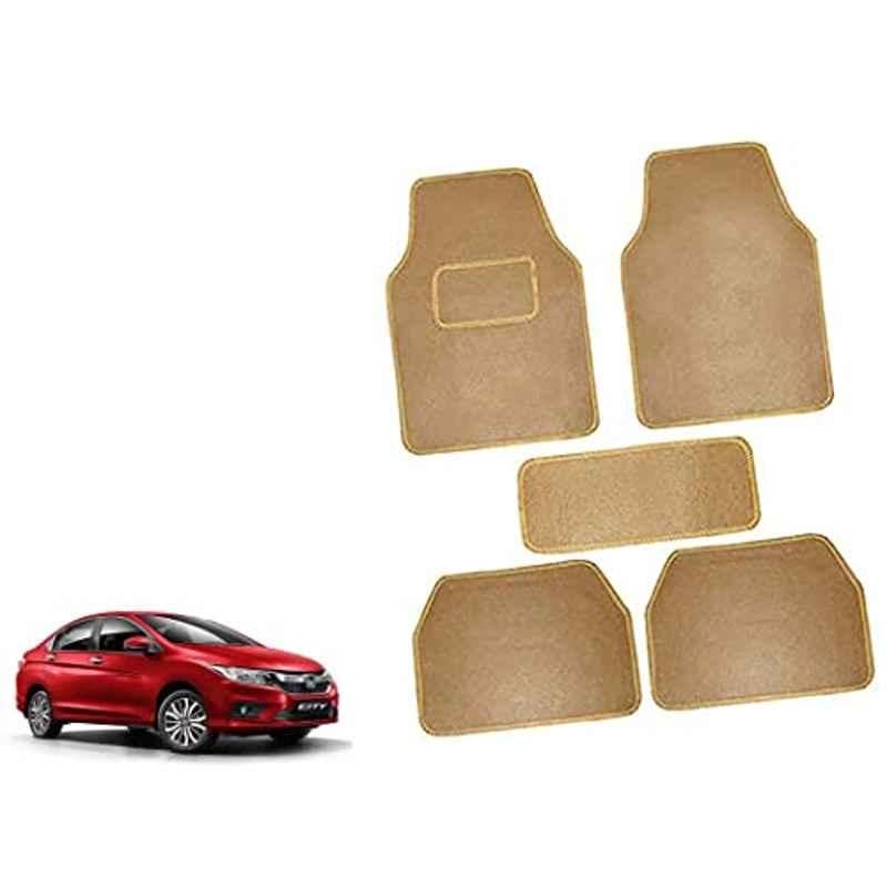 Auto Pearl 5 Pcs Polyester Beige Car Floor Carpet Set for Honda City 2019