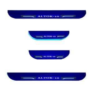 Car Accessories Hub 4 Pcs Acrylic Black Sill Scuff Plate Set with Blue LED for Maruti Suzuki Alto K10 All Model