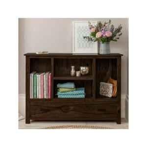 Angel Furniture Solid Sheesham Wood Glossy Finish Dark Brown Rectangular Bookcase, AF-217W