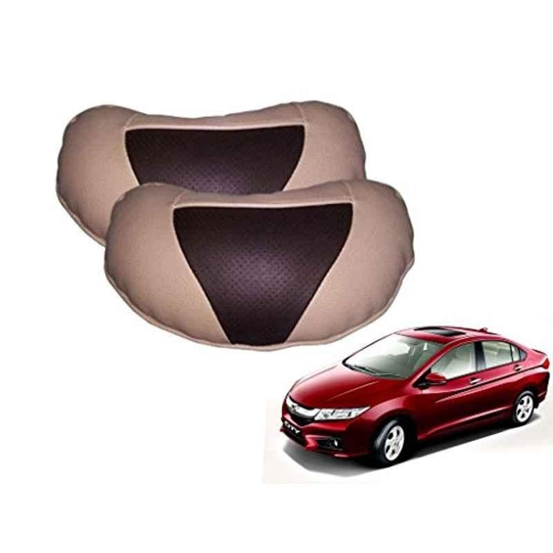 Kozdiko 2 Pcs Brown & Beige Neck Rest Set for Honda City, koz_28338
