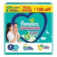 Pampers 52 Pcs All Round Protection Baby Diaper Packet with Aloe Vera & Vitamin E, Size: Small