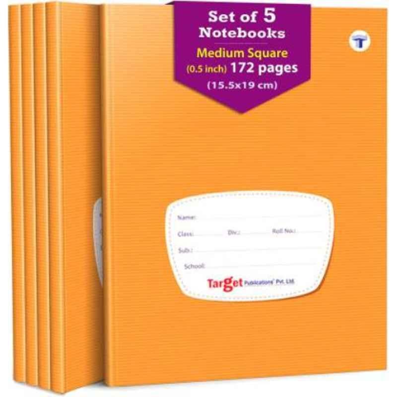 Target Publications Regular 172 Pages Brown Ruled Medium Square Maths Notebook (Pack of 5)