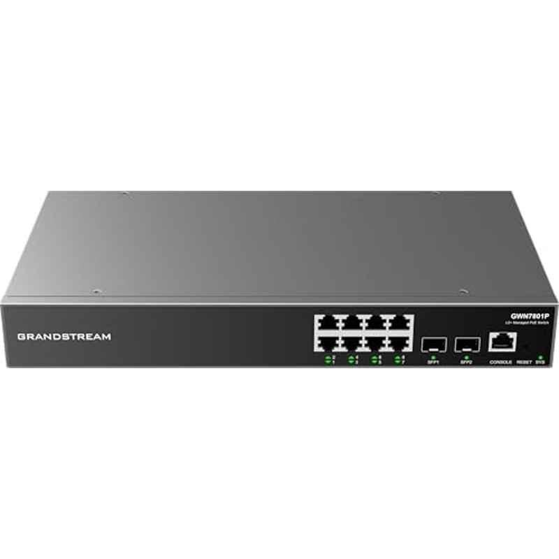 Grandstream 8x GigE & 2x 2.5 Gig SFP Enterprise Layer 2+ Managed PoE Network Switch, GWN7801P Pro