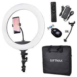 Gift Max 18 inch 55W 2500-8500K LED Ring Light with Remote, Mobile Holder, Bluetooth Remote, Power Adapter & Carrying Bag, 4R-DBCZ-NQW2