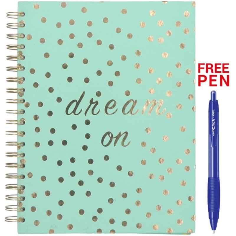 Navneet Youva 300 Pages Green Wiro Bound 5 Subject Notebook with Free Pen, 21492-3
