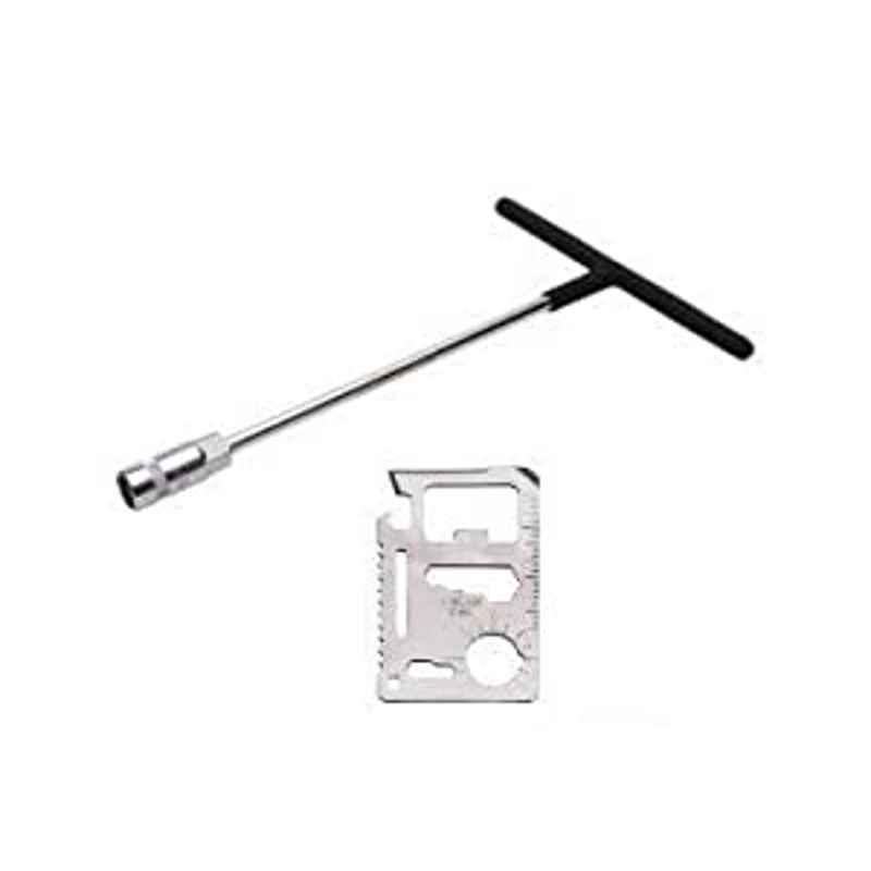 Krost T Spanner With 11 In 1 Multitool Stencil, 8 mm, Silver