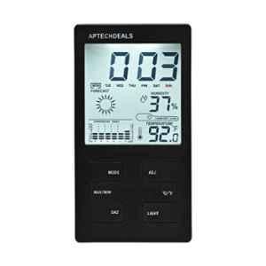 Aptechdeals CX-501 Black & White Digital Hygrometer Thermometer Humidity Meter with Clock LCD Display , AP-IS11A087