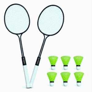STYRKR 2 Pcs Iron Multicolour Rackets Badminton Kit with 6 Shuttlecocks