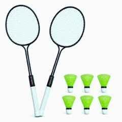 STYRKR 2 Pcs Iron Multicolour Rackets Badminton Kit with 6 Shuttlecocks