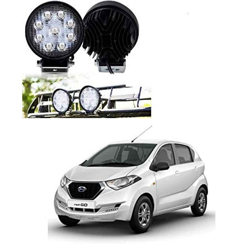Kozdiko 2 Pcs 27W 4 inch 9 LED Waterproof Round White Fog Light Set with Mounting Brackets for Datsun Redi Go, kozd_20057