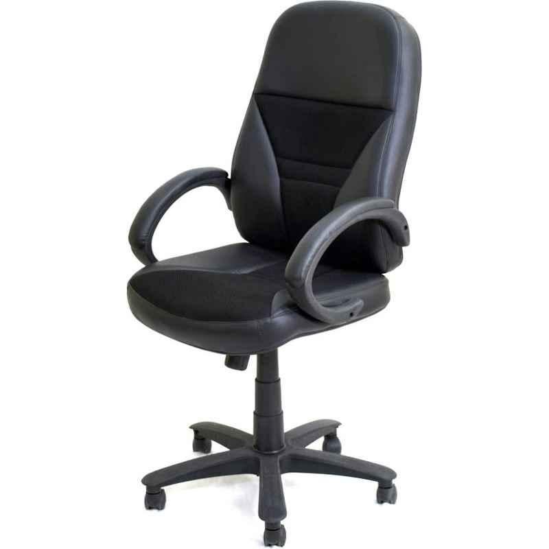 Chair Garage PU Leatherette Black Adjustable Height Office Chair with Back Support, CG116 (Pack of 2)