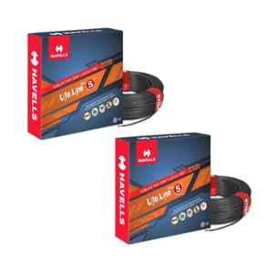 Havells Life Line Plus 1 Sqmm Black Single Core HRFR PVC Insulated Flexible Cable, Length: 90 m (Pack of 2)