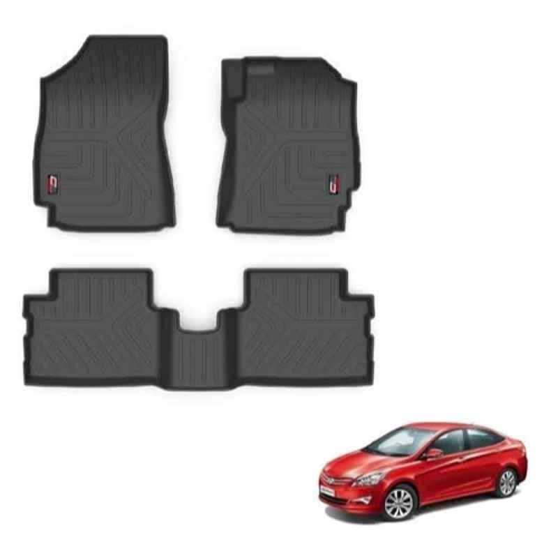 Kozdiko Thermoplastic Polyolefins 3D Life Long Car Floor Mat Set for Hyundai Verna Fluidic 4S