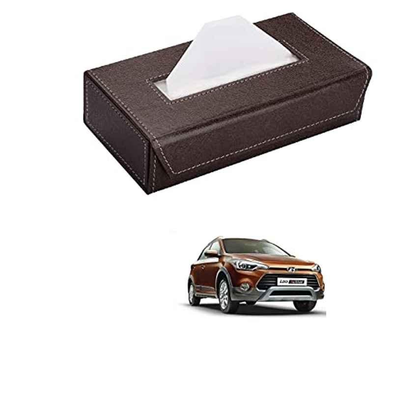 Kozdiko 100 Pulls PU Leather Brown Car Tissue Paper Box with 200 Sheets for Hyundai i20 Active