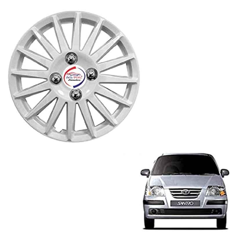 Auto Pearl 4 Pcs 13 inch ABS Camry Silver Press Type Hubcap Wheel Cover Set with Retention Ring for Hyundai Santro