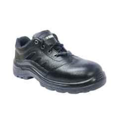 Zain ZM 18 Genuine Leather Steel Toe Single Density Black Safety Shoes, Size: 9