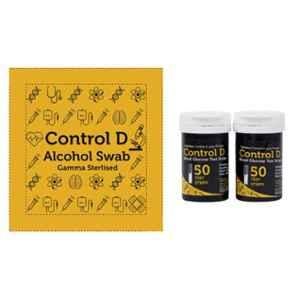 Control D 100 Pcs Blood Glucose Test Strips & 100 Pcs Alcohol Swabs Combo