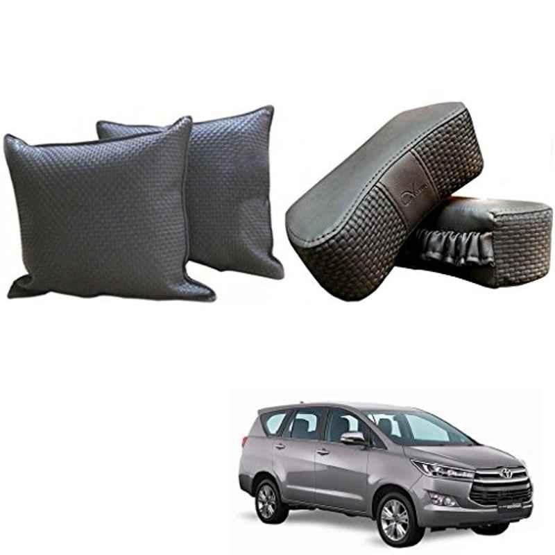 Kozdiko One Pair Grey Neck Rest & One Pair Cushion Combo for Toyota Innova Crysta