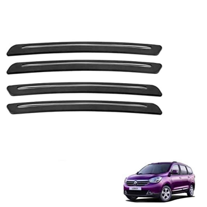 Kozdiko 4 Pcs Rubber Black Car Bumper Protector Set with Chrome Strip for Renault Lodgy