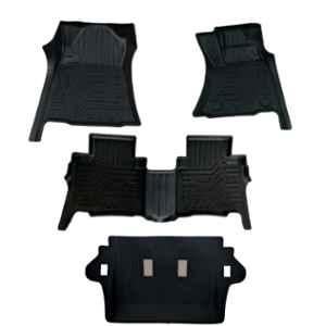 Pruvu 4 Pcs TPE Black 3 Row Car Floor Mat Set for Manual & Automatic Toyota lnnova Crysta 2023, PRU-TFM 025