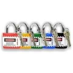 Asian Loto 5 Pcs Metal & Plastic Red, Yellow, Green, Blue & Black Regular Shackle Jacket Padlock Set with 3 Keys, ALC-LPR