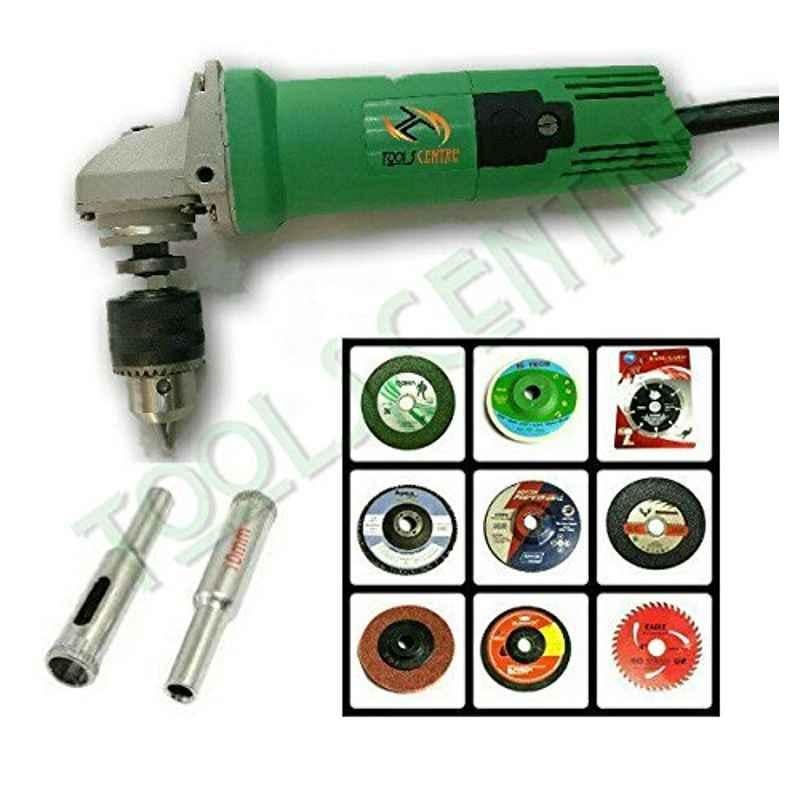 Krost 12 In 1 Universal Combo Of Drill Machine/Angle Grinder,Can Be Used As An Angle Grinder & As Drill Machine With Free 10mm Diamond Bit + 9Pcs Grinding Combo Wheels For Various Applications.