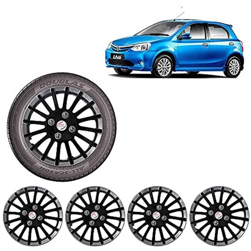 Auto Pearl 4 Pcs 14 inch ABS Black & Silver Wheel Cover Set for Toyota Etios Liva