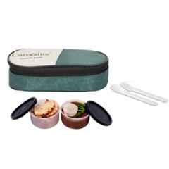 Carrolite 400ml 2-in-1 Green & Black Plastic Lunchbox, Black_P-02 (Pack of 5)