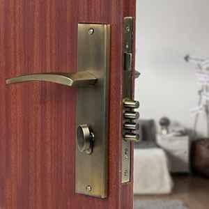 Voltizi Lobos 10 inch Stainless Steel 304 Antique Brass Finish Cylindrical Plate Mortise Door Lock Handle Set