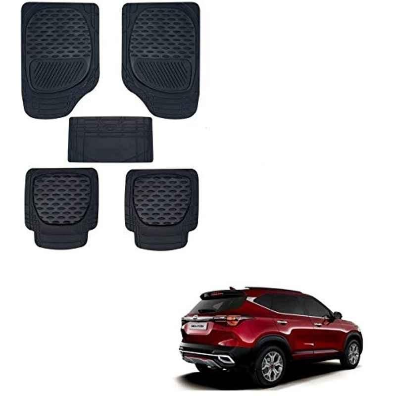 Kozdiko 6255 5 Pcs Rubber & PVC Black Heavy Car Foot Mat Set for Kia Seltos