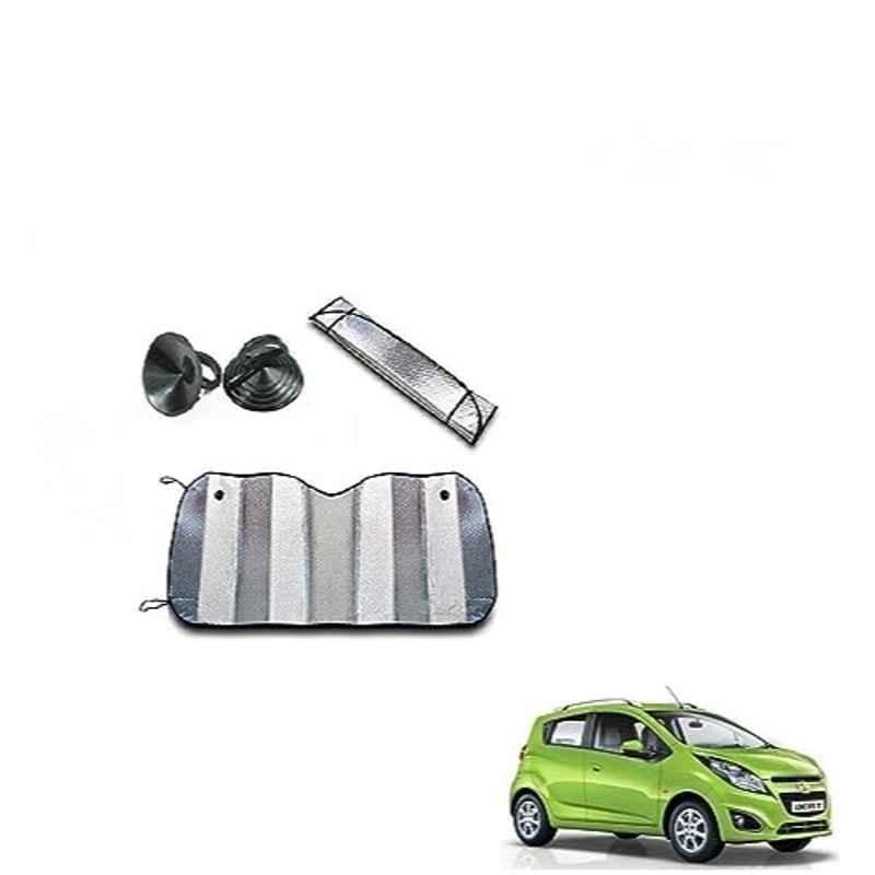 Kozdiko Aluminium Foil UV Protection Silver Windshield Sun Shade for Chevrolet Beat